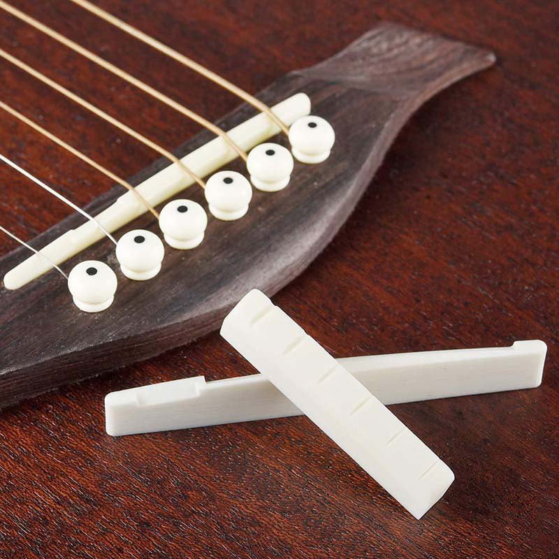 DISENS Classical Guitar Bone Nut and Saddle 6 String Guitar Neck Nuts Slotted Bridge Parts Replacement & Accessories 6 String Classical Guitar