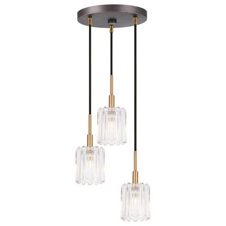 Woodbridge Lighting Candice 3-Light Glass Cluster Pendant in Swizzle/Brass