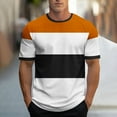 thumbnail image 2 of ZCFZJW Mens Fashion T-Shirts Casual Striped Color Block Printed Summer Short Sleeve Basic Crewneck Workout Tees Shirt Orange XL, 2 of 5