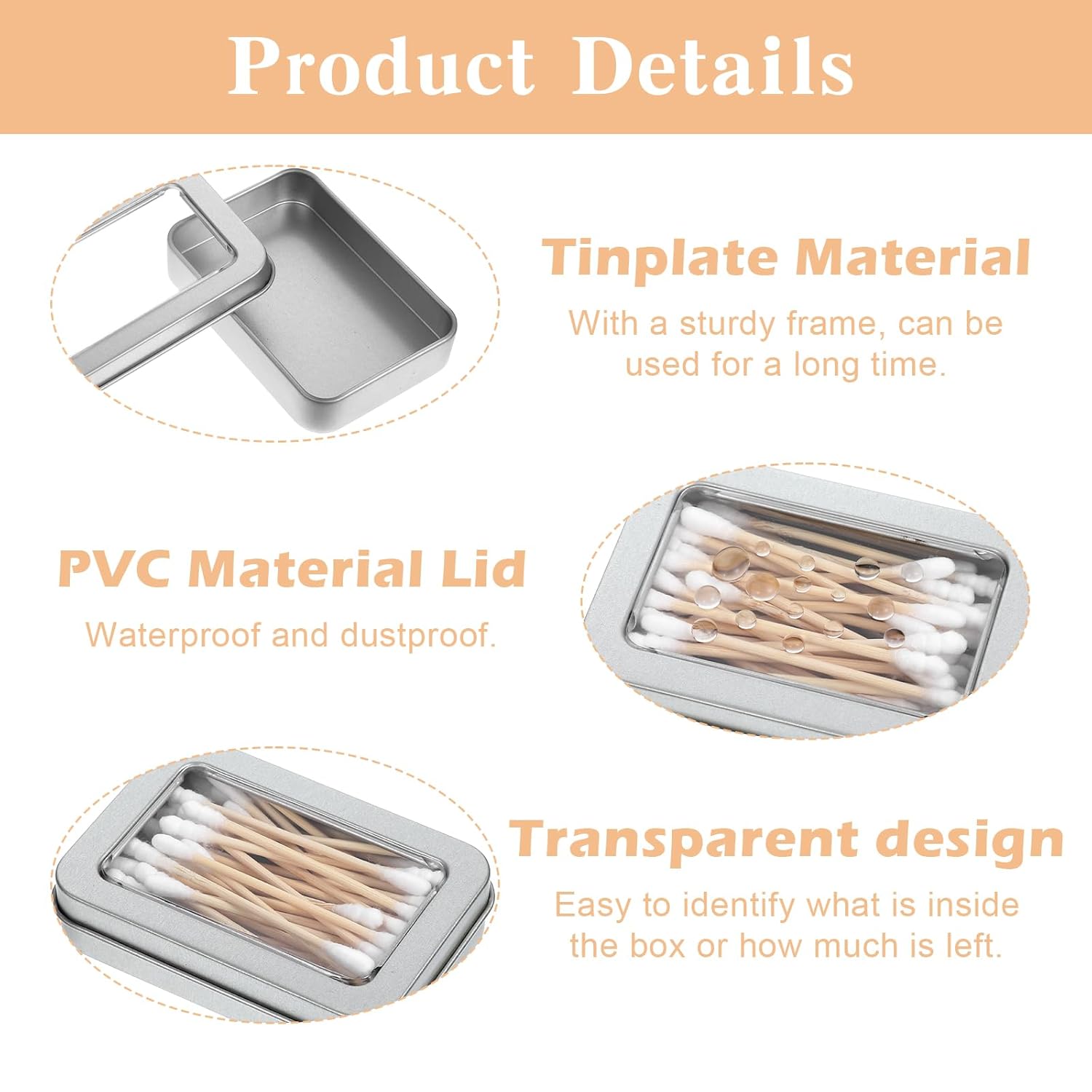 Metal Qtip Holder Floss Pick Dispenser with Lid, Cotton Balls Swab Container Storage Organizer, Bobby Pin Case Travel Q Tips Holder Canister