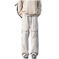 thumbnail image 2 of Blmnix Travel Pants Men Pants Carpenter Pants Low Waisted Cargo Baggy Jeans Long Straight-Leg Beige Casual Pants for Men,L, 2 of 5