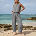 thumbnail image 2 of VBVC Women's Gingham 2 Piece Sleeveless Outfit Set,Ladies' Crop Tank Top and Wide Leg Pants,High Waist Summer Loungewear For Women,Black,S-2XL, 2 of 8