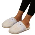 thumbnail image 3 of Vedolay Women's Slippers Comfy Plush Anti-Skid Indoor Outdoor Shoes Winter Shoes White,39, 3 of 5
