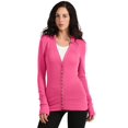 thumbnail image 2 of J. METHOD Women's Snap Button Cardigan Long Sleeve Knit Ribbed Sweater NEWJ181 Fuchsia S, 2 of 5