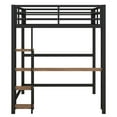 thumbnail image 2 of Kumix Full Size Loft Bed with Desk and Shelves, Metal Loft Bed Frame with Full-Length Guardrail, Ladder for Adults, Teens, No Noise, White, 2 of 7