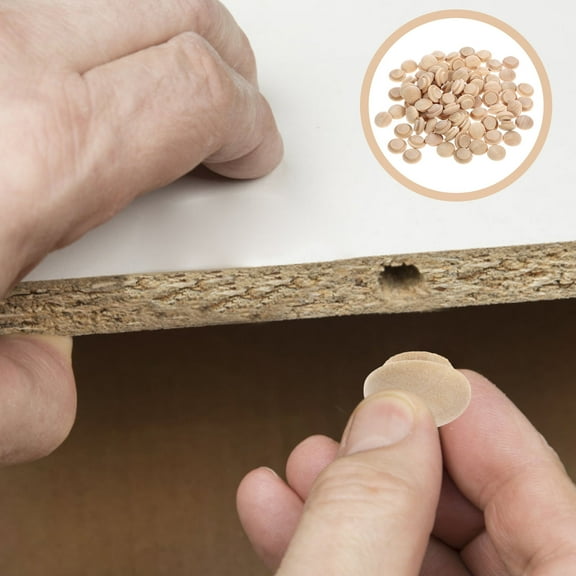 Soimiss 100Pcs Beige Wood Furniture Hole Plugs Durable Decorative Cabinet Hole Caps for Staircase