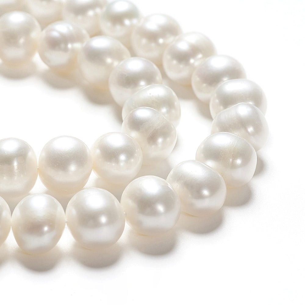Natural Cultured Freshwater Pearl Beads Strands Round Beige 8.5~9mm Hole: 0.8mm about 45pcs/strand 14.96 inch(38cm)