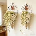thumbnail image 2 of 1Pcs Rattan Hanging Planter Basket, Farmhouse Cone Flower Pot Rustic Weave Herb Orchid Holder, Artificial Violet Flower Wall Basket for Garden Home Decoration Home Decor, 2 of 6