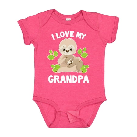 

Inktastic Cute Sloth I Love My Grandpa with Green Leaves Gift Baby Boy or Baby Girl Bodysuit