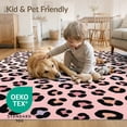 thumbnail image 4 of ODIKA Leopard Print Abstract Spotted Cheetah Motif Inspired Bordered Pink Flowing Foldable Easy Care for Master Suite, California King, Under Bed, 4 of 7