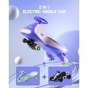 FanttikRide N7 Pro Electric Wiggle Car, Rechargeable Battery, 2-Speed, Anti-Rollover, Flashing Wheels, Bluetooth, Kids Car for Ages 3+, 150 lbs, Pink