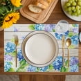 thumbnail image 4 of Blue Hydrangea Placemats Set of 6, Rustic Wooden Butterfly Spring Floral Placemats for Dining Table, Place Mats for Kitchen Tabletop, Waterproof Wipeable Dining Table Mats Set, 4 of 9