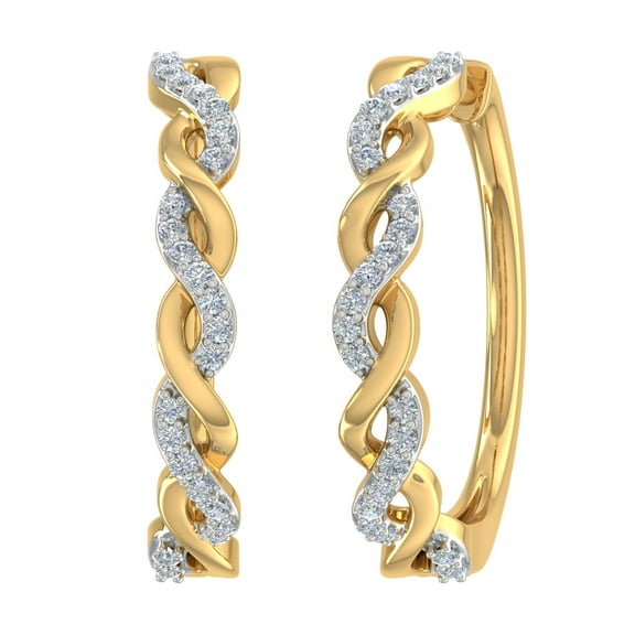 1/5 Carat Diamond Twisted Hoop Earrings in 10K Yellow Gold