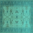thumbnail image 1 of Ahgly Company Machine Washable Indoor Square Oriental Turquoise Blue Traditional Area Rugs, 3' Square, 1 of 4