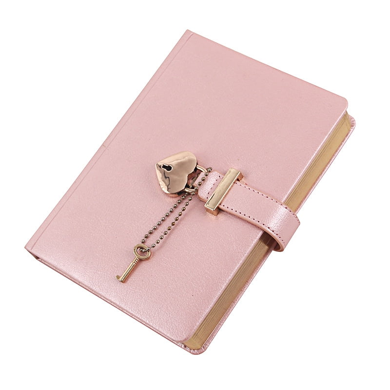 Lock Diary with Keys, B6 PU Leather Journal Notebook with Heart Lock, Lined Writing Journal with 144 Sheets for Personal Writing and Daily Use,Gray