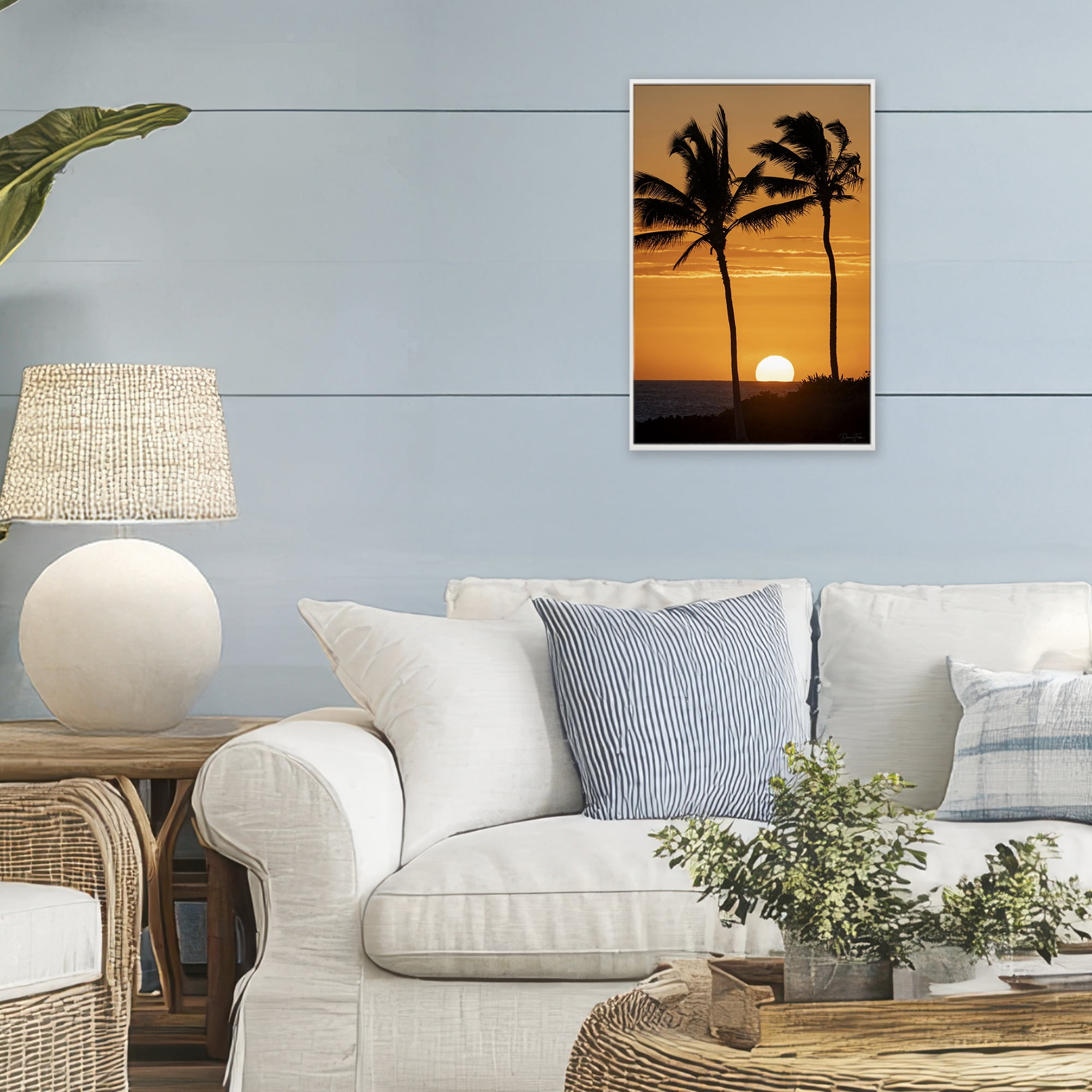 Stupell Industries Sunset Through Palm Trees White Framed Giclee Art, design by Dennis Frates