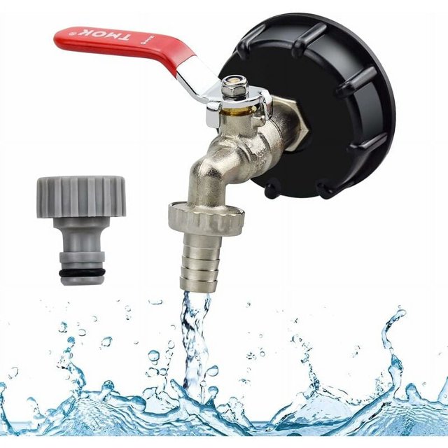 Tanque de grifo 1000L Colector de agua de lluvia 1000 litros Adaptador de tanque IBC Conector de rosca 1/2 Adaptador de tapa de tanque de latón PP Rosca gruesa 60MM Accesorios para