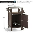 thumbnail image 2 of Kitchen Portable Outdoor Grill Cart, Patio Movable Bar Cart with Stainless Steel Top and Rolling Wheels, BBQ Cart for Indoor&Outdoor Use, Brown, 2 of 12