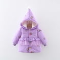 thumbnail image 2 of GigrtiJin Infant Baby Girls Cotton-Padded Jacket Long Sleeve Hooded Button Winter Coat Casual Warm Ruffle Trim Jacket, 2 of 4