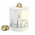 thumbnail image 1 of Chicago Skyline Piggy Bank, Hand Drawn City Silhouette Downtown Free Hand Sketch of Panoramic Landmark, Ceramic Coin Bank Money Box for Cash Saving, 3.6" X 3.2", Black White, by Ambesonne, 1 of 4