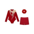thumbnail image 4 of iiniim Little Girls Dance Unitards Biketards with Scrunchie 3Pcs Gymnastic Tracksuit Ballet Leotard A Burgundy 6, 4 of 7