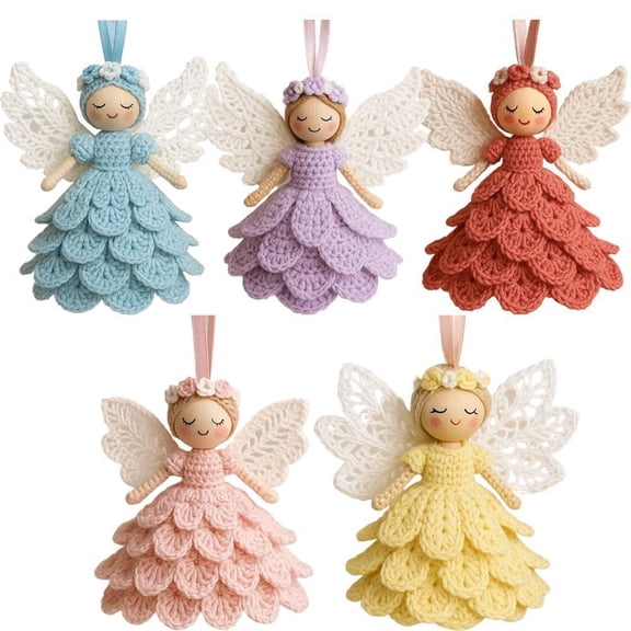 HAVELOR DIY Crochet Angel Ornament Kit, 6 in Tall, Beginner-Friendly Craft, Create a Handmade Holiday Decoration for Your Christmas Tree(Purple,1pcs)