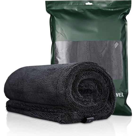 24" x 36" Twisted-Loop  Drying Towel, 1500GSM Microfiber Cleaning Cloth for , , , Streak , Lint ,  Absorbent Washing Cloth for Kitchen, Window (Grey)