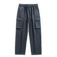 thumbnail image 4 of MIXUE Sweatpants for Men Solid Color Straight Leg Breathable Relaxed Fit Outdoor Casual Trousers Cargo Pants Streetwear,Gray,XXXL, 4 of 5