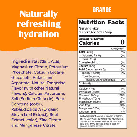 Ultima Replenisher Hydration Electrolyte Powder Drink Mix, Keto, Sugar-Free Orange, 90 Servings