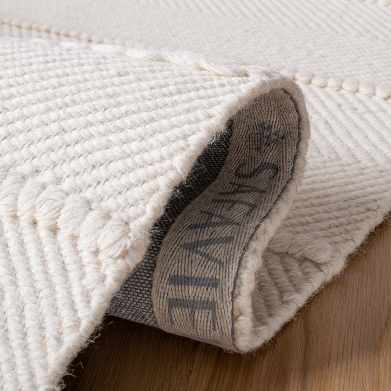 SAFAVIEH Natura Avery Solid Striped Braided Wool Area Rug, Natural, 8' x 10'