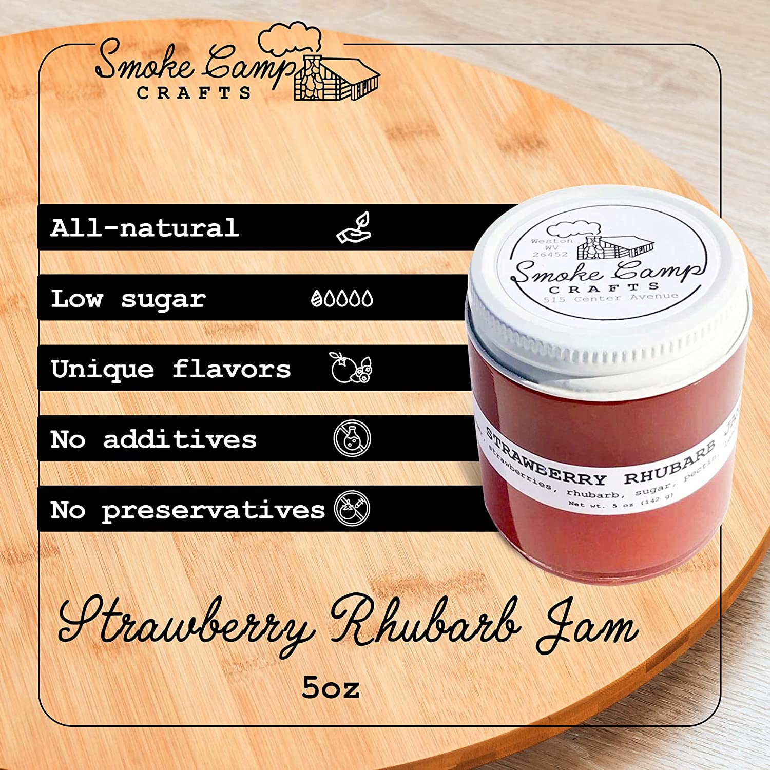 Strawberry Rhubarb Jam, Made with Strawberries & Rhubarb, Gourmet Low ...