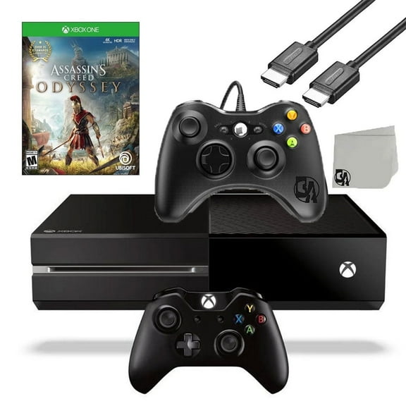 Pre-Owned Microsoft Xbox One Original 500GB Gaming Console Black HDMI Cable 2 Controller Included With Assassin's Creed Odyssey Game BOLT AXTION ( )