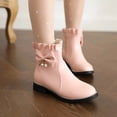thumbnail image 2 of Dsscvnef Bottines pour Femmes Mode Talon Carré Bout Rond Décontracté Confortable Style Étudiant Design Nœud Mignon Chaussures Plates, 2 of 9
