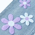 thumbnail image 3 of Girls' Wide Leg Jeans Flower Appliqued Trendy High Waisted Denim Long Pants with Pockets Casual Y2k Trouser (11-12 Years, Light Blue), 3 of 6
