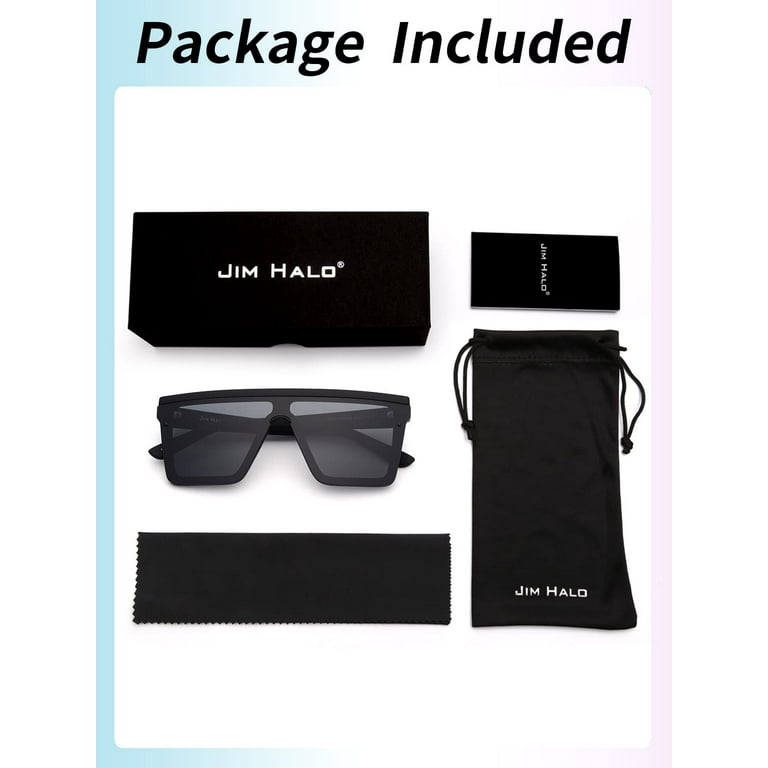 JIM HALO Flat Top Shield Sunglasses Square Mirror Rimless Glasses