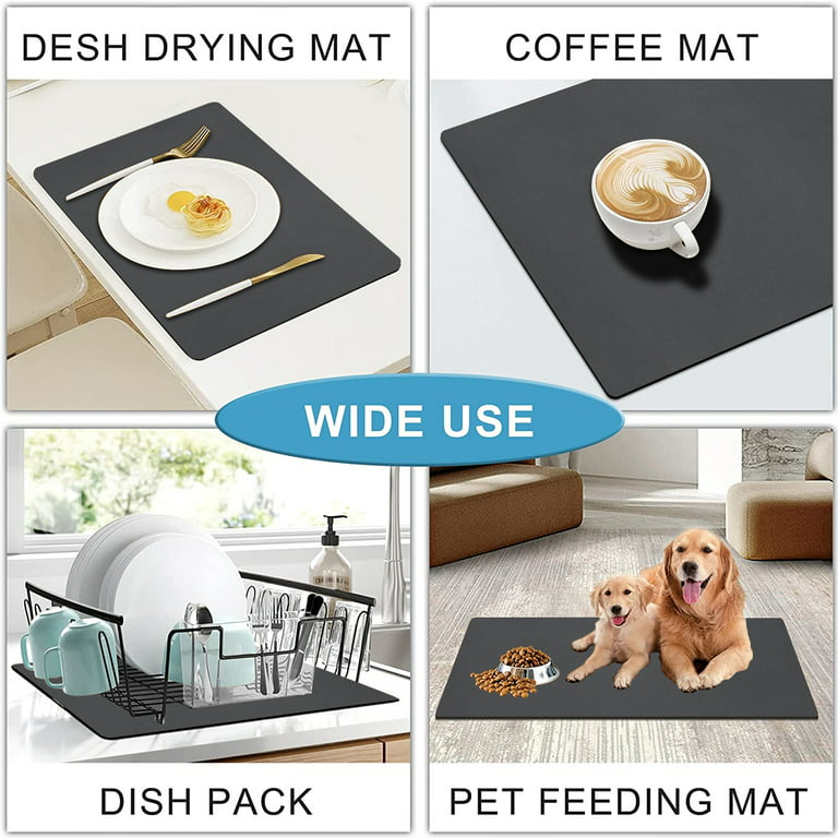Coffee Mat Hide Stain Rubber Backed Absorbent Coffee Maker Mat for Countertops Coffee Bar Dish Drying Mat 20x24in, Gray, Size: 50x60cm, Other