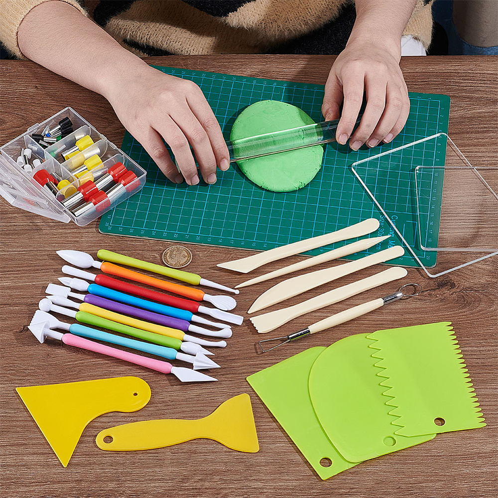 Clay Tool Sets for DIY Pottery Clay Craft Supplies Mixed Color 120x81x1.4mm Hole: 9.5mm 3pcs/set 1 set for DIY