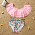 thumbnail image 3 of GYRATEDREAM Family Matching Swimsuits Two Pieces Tankini Set Leaf Printed Ruffles Bikini Mommy and Me Bathing Suits, 3 of 8