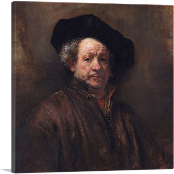 ARTCANVAS Rembrandt Self-Portrait 1660 Canvas Art Print by Rembrandt van Rijn - Size: 18" x 18" (0.75" Deep)