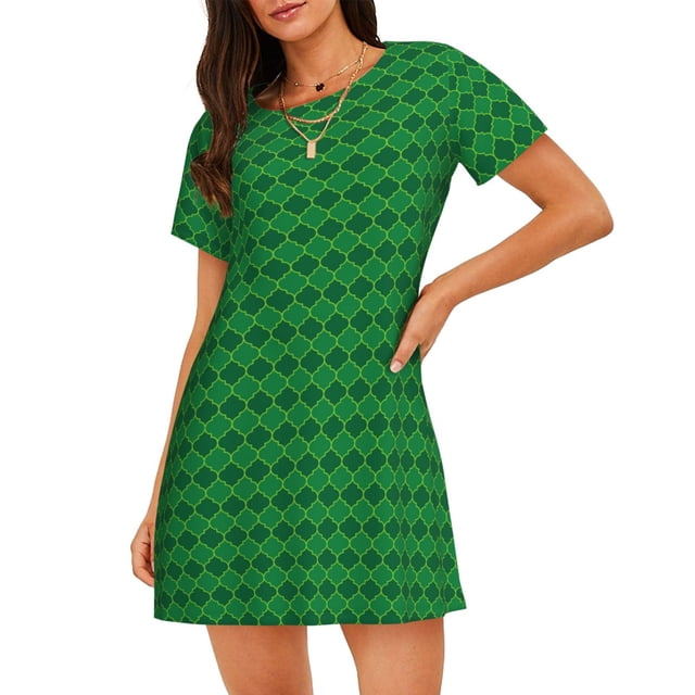 Disketp Green St. Patrick’s day para Camisón Corto de Manga Corta para Mujeres, Camisón Cómodo con Escote Redondo, Bonito y Confortable