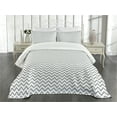 thumbnail image 3 of Ambesonne Modern Quilted Bedspread Set 3 Pcs, Zig Zag Chevron Waves, Queen Size, Grey White, 3 of 5