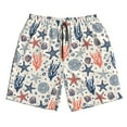 thumbnail image 2 of Honeii's Starfish Shell Print Men's Casual Shorts with Drawstring，Swim Trunks Quick Dry Beach Shorts, 2 of 5