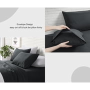 Queen Black Brushed Bed Sheets, 4-Piece 2400 Thread Count Luxury Soft Bed Sheet Sets
