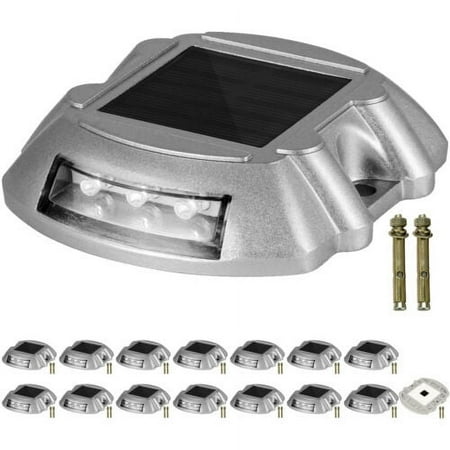 VEVOR Solar Driveway Dock Light Set Die‑Cast Aluminum 16‑Pack White