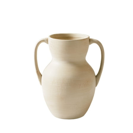 Better Homes & Gardens Ceramic Handled Distressed Vase, 8.75", Taupe
