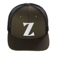 thumbnail image 2 of Daxton Baseball Trucker Hat 3D Capital Alphabet Letters Structured Mid Profile Cap, Olive Black Hat, White Letter Z, 2 of 2