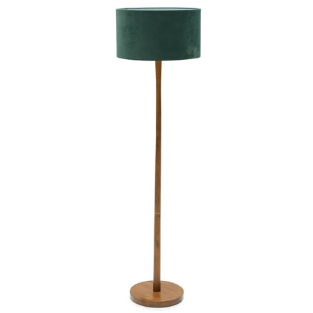 Wood Floor Lamp with Green Velvet Shade by Drew Barrymore Flower (Best Floor Lamp For Dark Office)