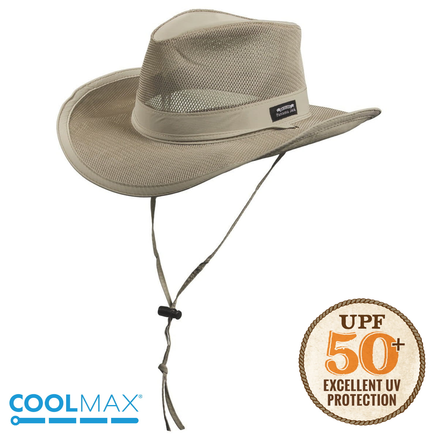 Panama Jack Safari Straw Hat - Lightweight, 3 Big Brim, Inner Elastic Sweatband, 3-Pleat Ribbon Hat Band (Black, Large/X-Large)