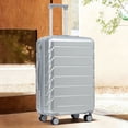 thumbnail image 3 of S-HOME 28 Inch Scratch Resistant ABS Hard Shell Checked Luggage With Four Multi-Directional Wheels And Combination Lock, Silver, 3 of 21