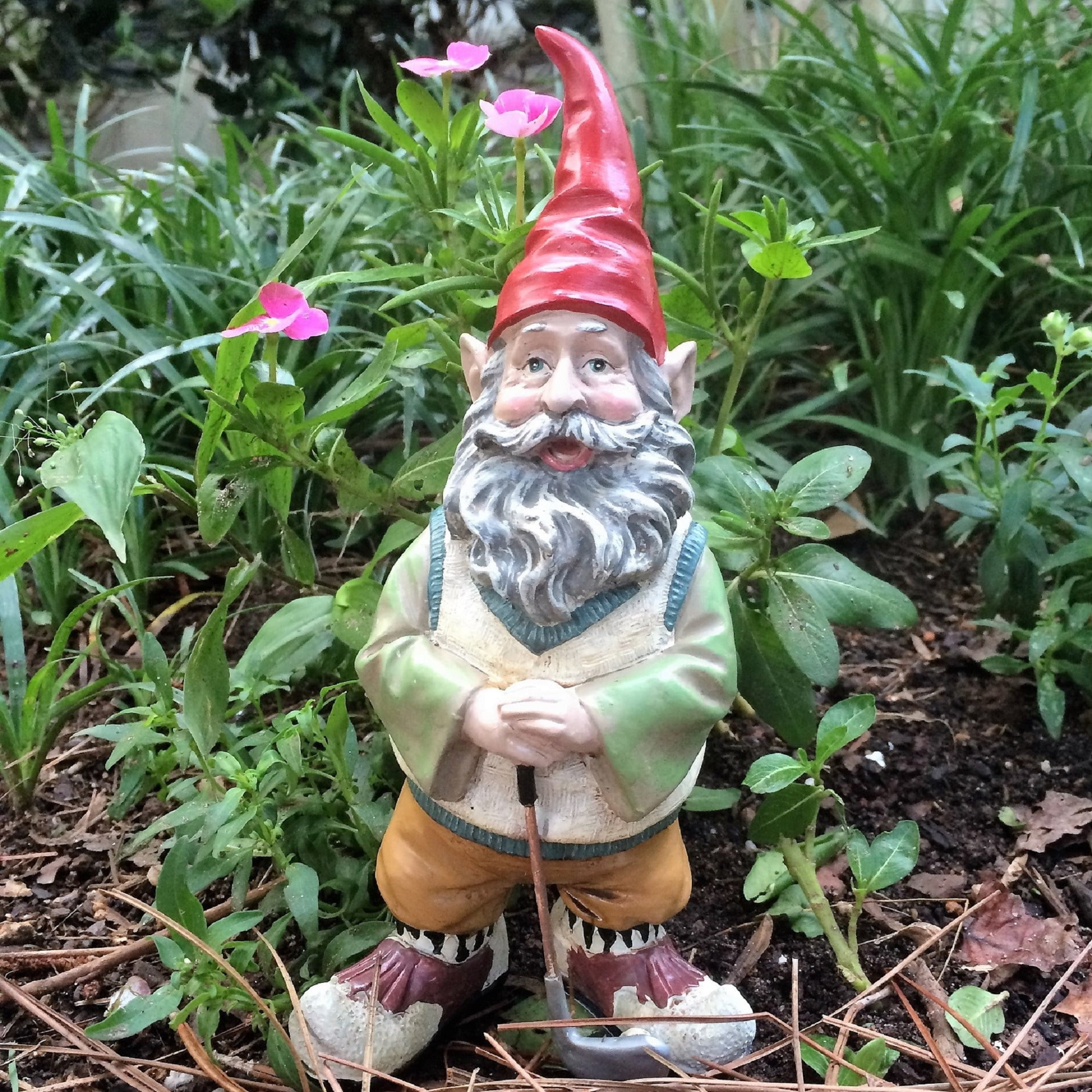 Homestyles Greg the Golfer Holding Golf Club & Golf Ball Garden Gnome Outdoor Statue 8.5"H